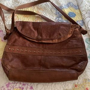 Brown soft leather handbag